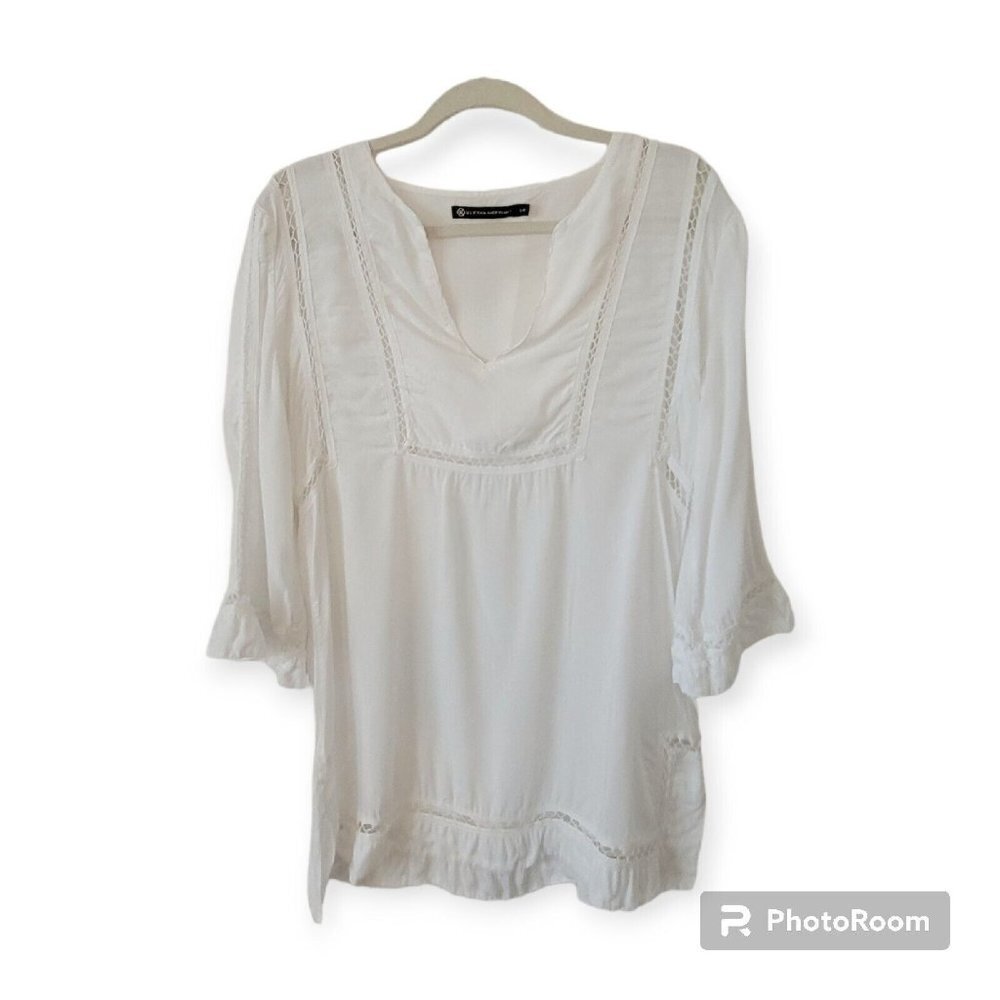 Vix Paula Hermanny White Eyelet Swim Cover Up Size Large